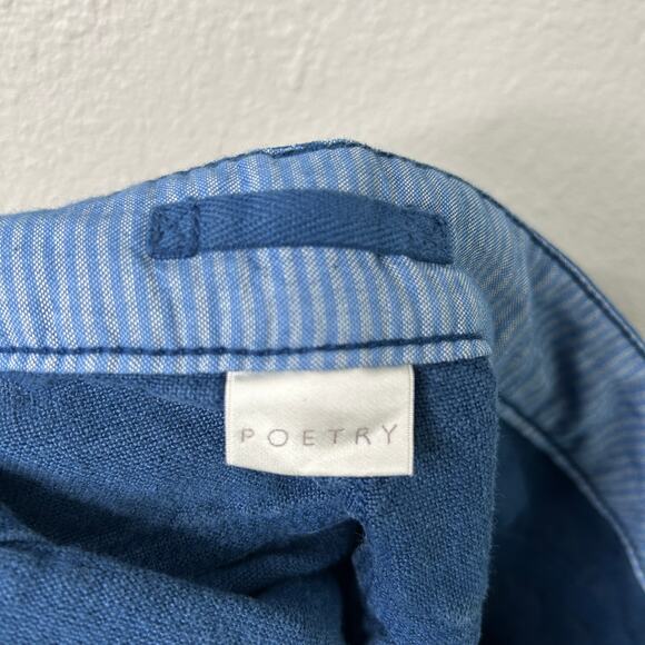 Poetry Linen Pants Blue Womens Size 8 5-Pocket Zip Fly Button Closure - Picture 6 of 8
